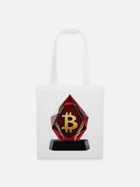 Bitcoin Kristall Logo Design - Stoffbeutel - Weiß