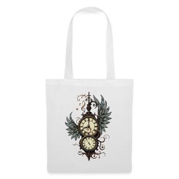 Fleurs et mécanique : la magie de l’horloge steampunk. - Sac en tissu - blanc - Devant