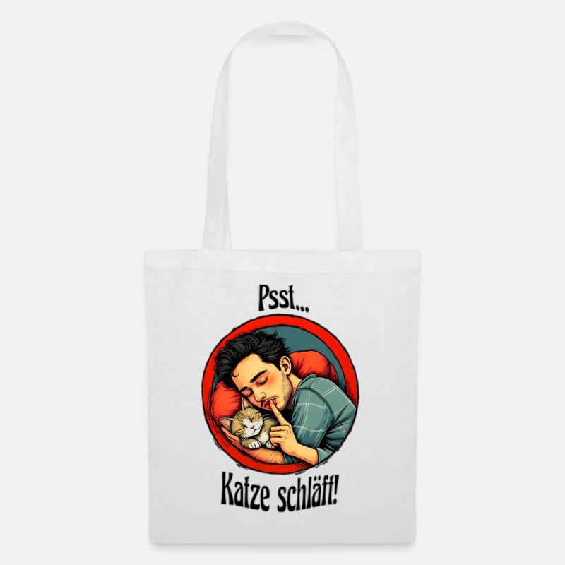 Katze schläft - Stoffbeutel - Weiß