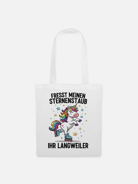 Rollschuh Einhorn - Stoffbeutel - Weiß