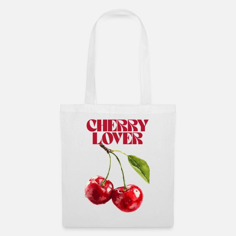 Cherry Lover Botanische Illustration - Stoffbeutel - Weiß