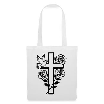 Colombe croix chrétienne - Sac en tissu - blanc - Devant