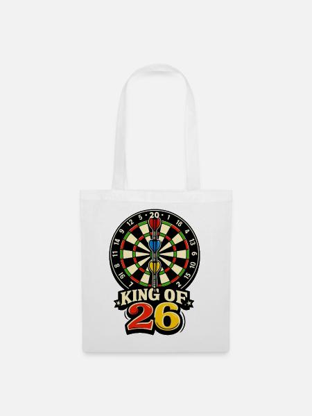 König der 26 – Dartboard Retro - Stoffbeutel - Weiß