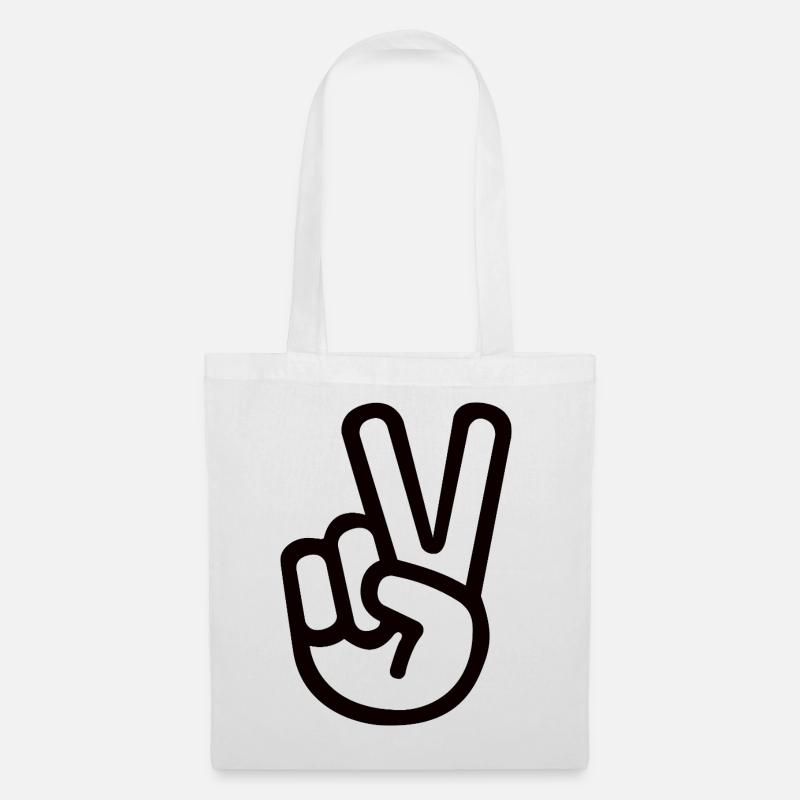 Peace Handzeichen – Victory Symbol - Stoffbeutel - Weiß