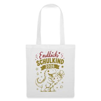 Endlich Schulkind 2026 Dino - Stoffbeutel - Weiß - Vorne