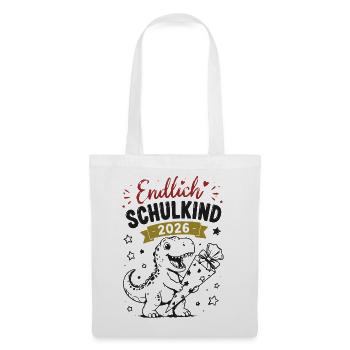Endlich Schulkind 2026 Dino - Stoffbeutel - Weiß - Vorne