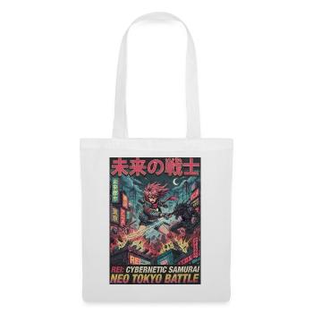Neon-Tokyo Cyber-Samurai - Stoffbeutel - Weiß - Vorne