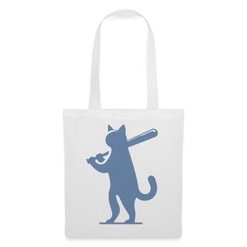Minimalist Cat Baseball Player Silhouette - Stoffbeutel - Weiß - Vorne