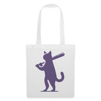 Minimalistische Katzen-Baseballspieler Silhouette - Stoffbeutel - Weiß - Vorne
