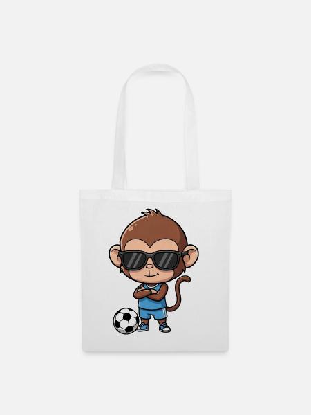 Süßer Schimpanse Fußballspieler Cartoon - Stoffbeutel - Weiß