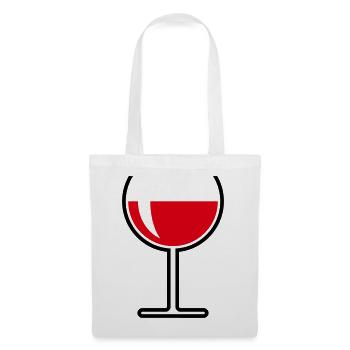 Rotweinglas Rund Offen (Rotwein / Wein / 2C) - Stoffbeutel - Weiß - Vorne