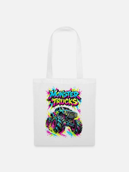 Monster Trucks Graffiti Neon - Stoffbeutel - Weiß