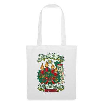 Advent Advent Terminkalender brennt - Stoffbeutel - Weiß - Vorne
