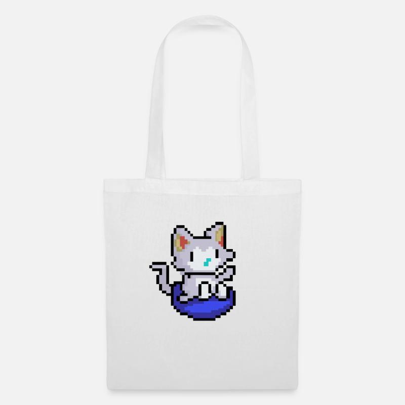 Cat - PixelArt - Stoffbeutel - Weiß