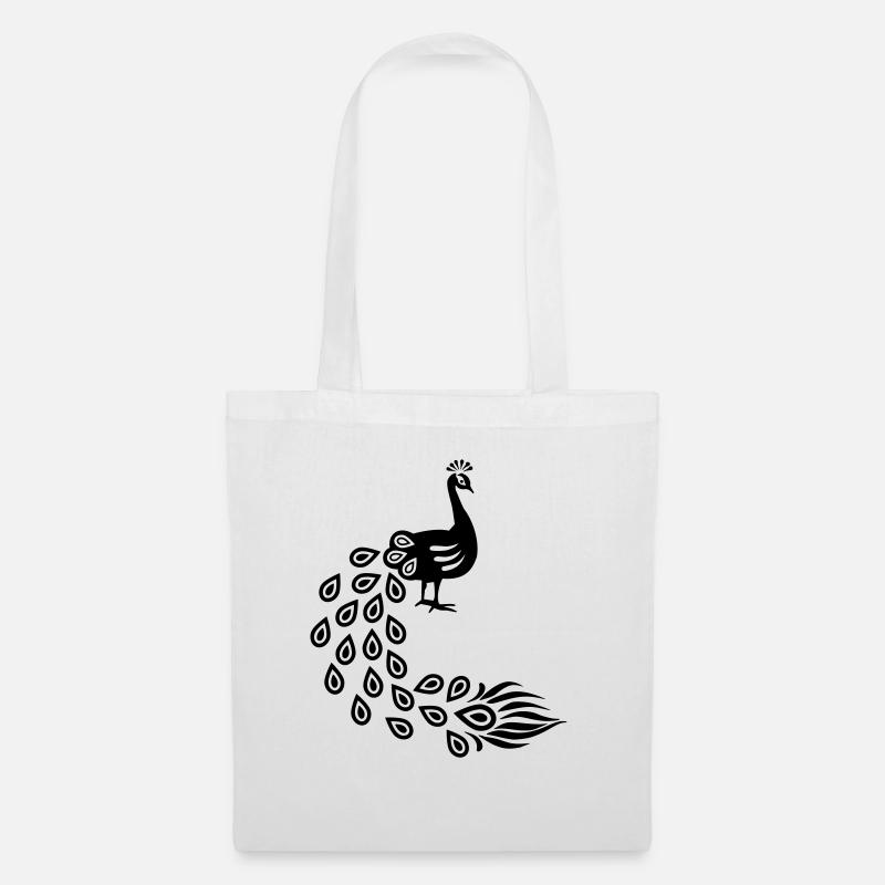 Pfau - Stoffbeutel - Weiß