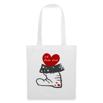 Bottes du Père Noël, coeur - Sac en tissu - blanc - Devant