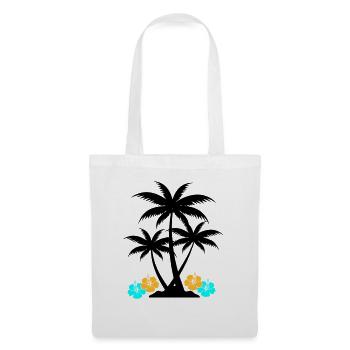 Hibiscus palmier - Sac en tissu - blanc - Devant