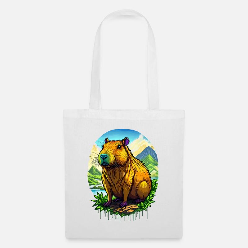 Capybara oder Wasserschwein - Stoffbeutel - Weiß