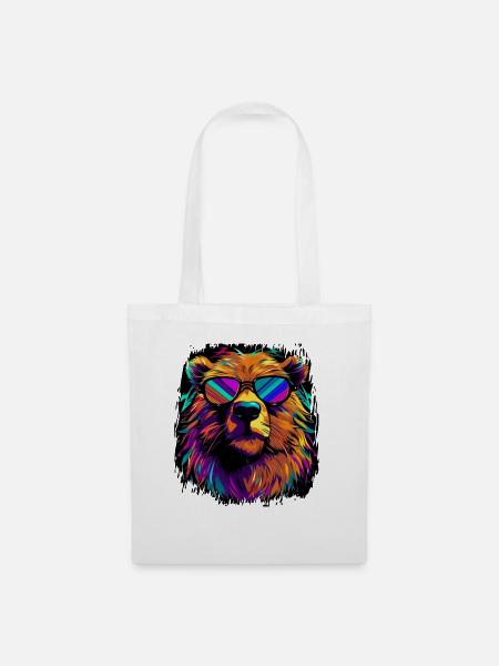 awesome adult animal beavers cycling dabar - Stoffbeutel - Weiß