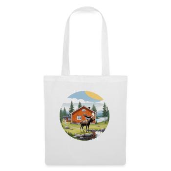 Naturleben Schweden Logo Elch Blog Haus Natur - Stoffbeutel - Weiß - Vorne