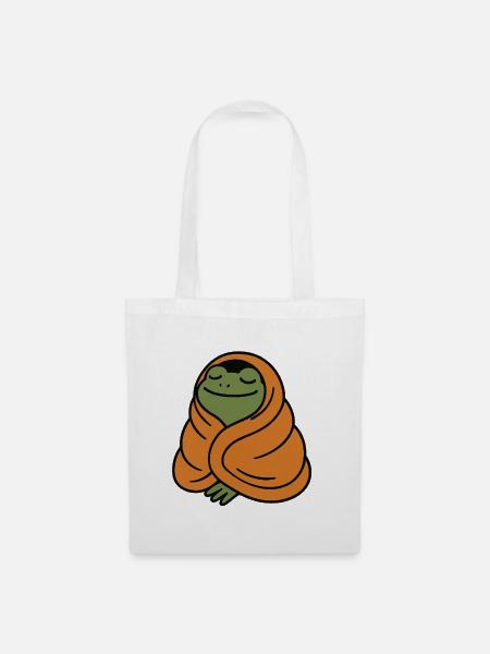 Gemütlicher Frosch - Stoffbeutel - Weiß