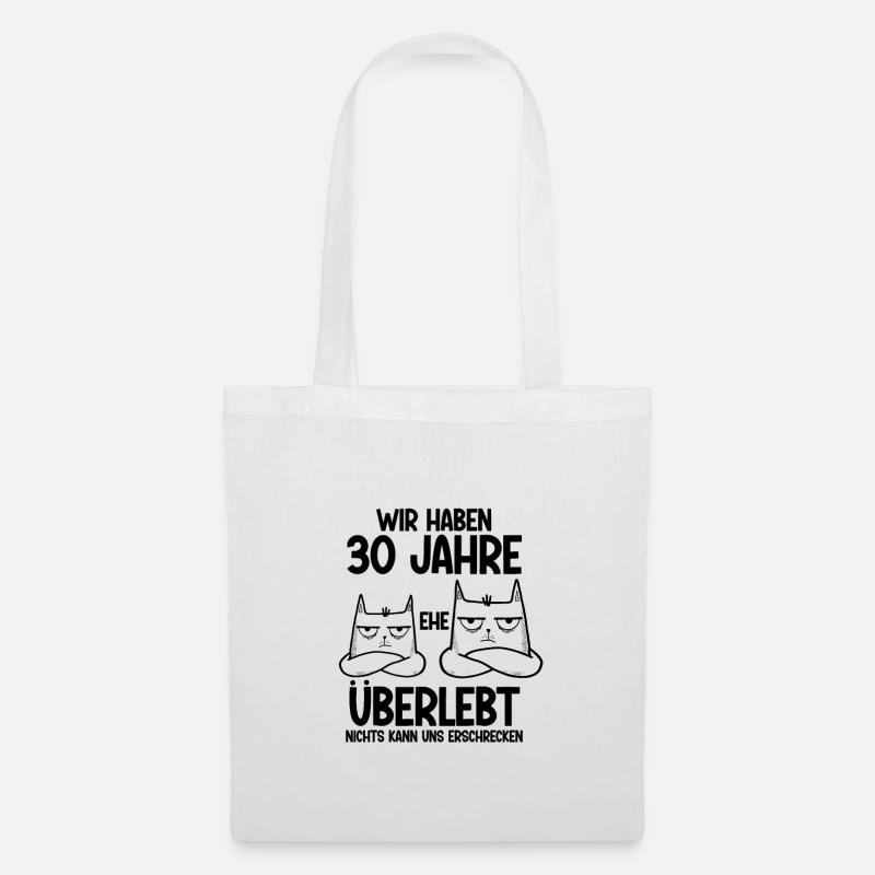 30 Jahre Ehe überlebt Perlen Hochzeit Hochzeitstag - Stoffbeutel - Weiß