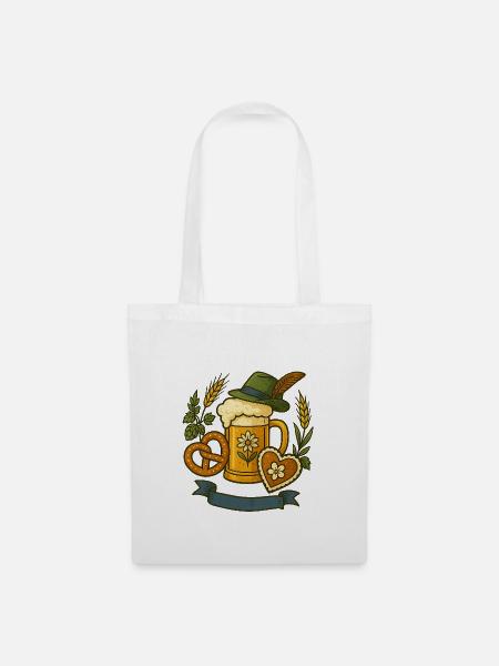 Bier Krug & Lebkuchen Design - Stoffbeutel - Weiß