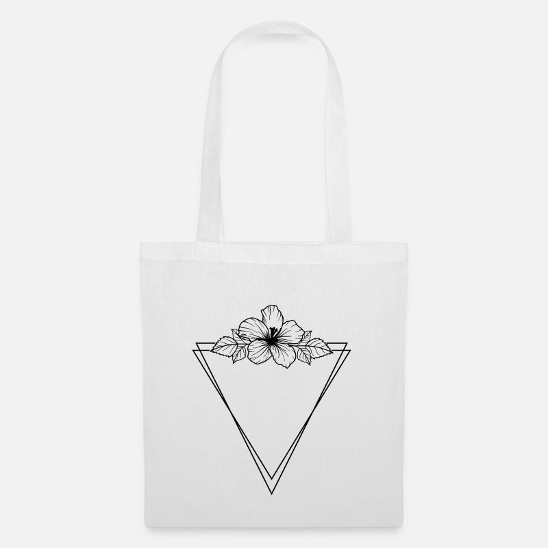 Hibiscus Boho Fleur peinte à la main - Sac en tissu - blanc