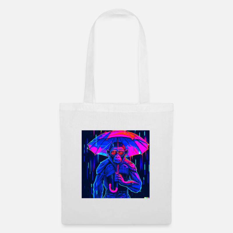 Scimmia con ombrello - Borsa di stoffa - bianco