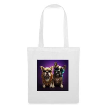 Drôle de couple de bouledogue français - Sac en tissu - blanc - Devant