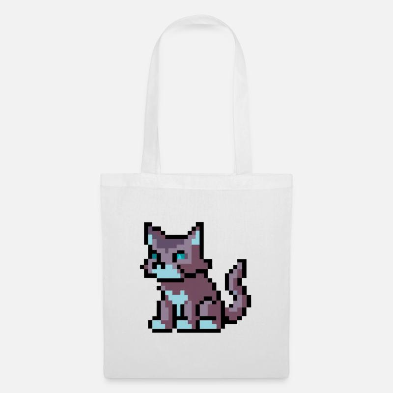 Cat - PixelArt - Stoffbeutel - Weiß