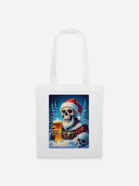Weihnachten Skull Bier 1.6 - Stoffbeutel - Weiß