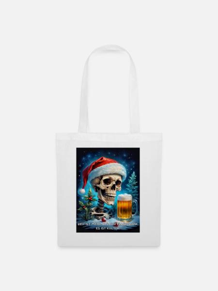 Weihnachten Skull Bier 2.5 - Stoffbeutel - Weiß