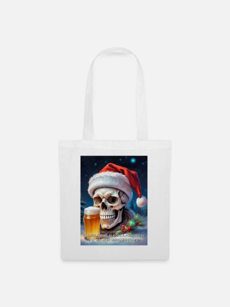 Weihnachten Skull Bier 2.10 - Stoffbeutel - Weiß
