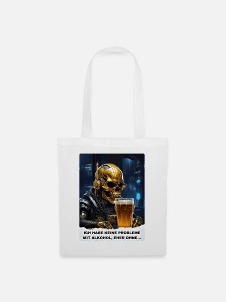 Bier Experte Skull 1.3 - Stoffbeutel - Weiß