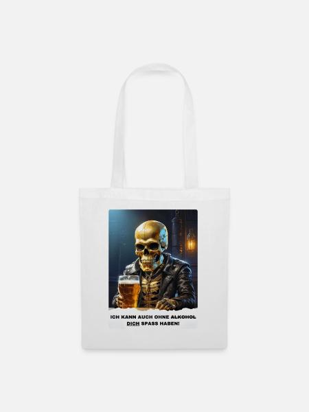 Bier Experte Skull 1.5 - Stoffbeutel - Weiß