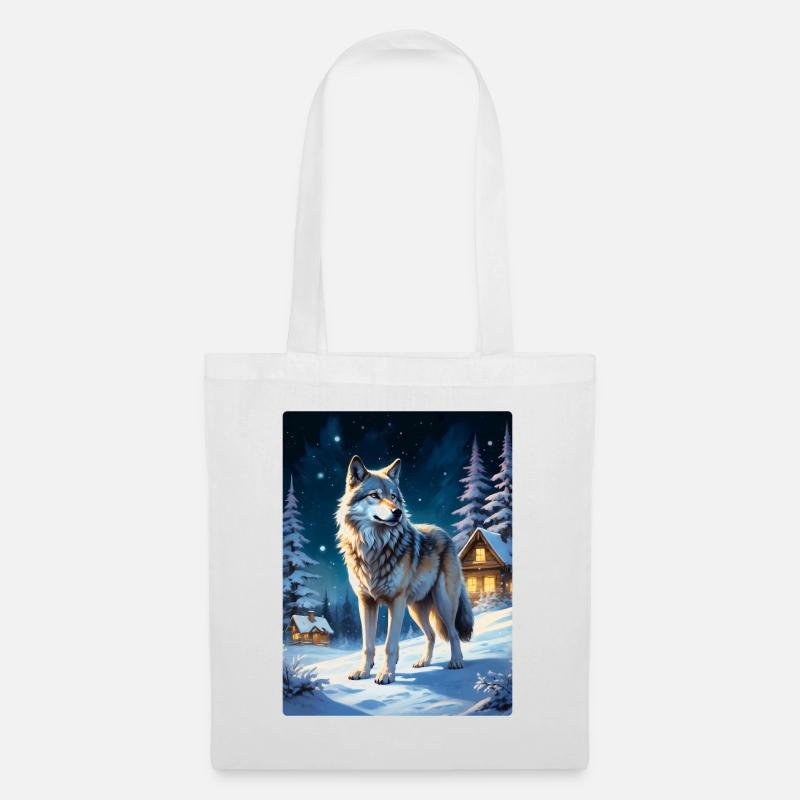 Winterlandschaft Wolf 1.9 - Stoffbeutel - Weiß