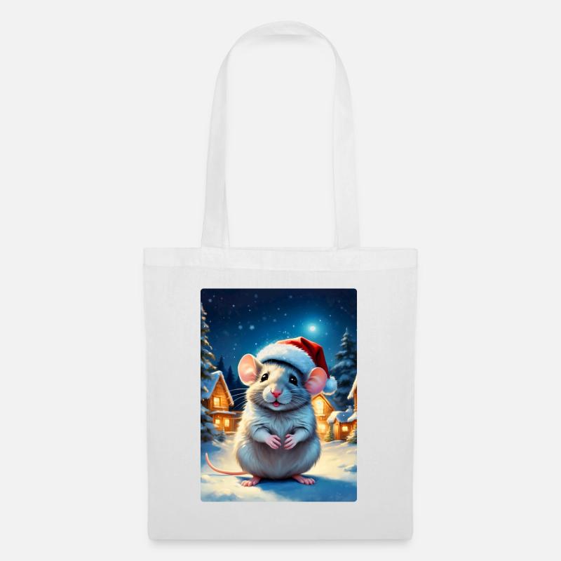 Winterlandschaft Maus 1.7 - Stoffbeutel - Weiß