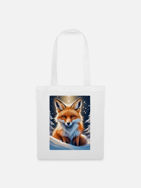 Winterlandschaft Fuchs 1.13 - Stoffbeutel - Weiß