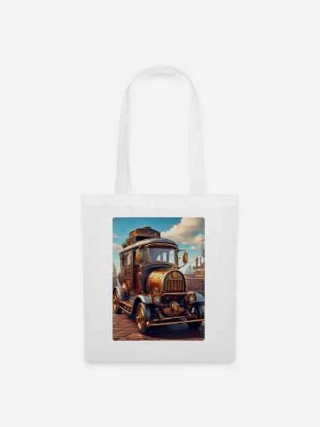 Steampunk Automobile 1.15 - Stoffbeutel - Weiß