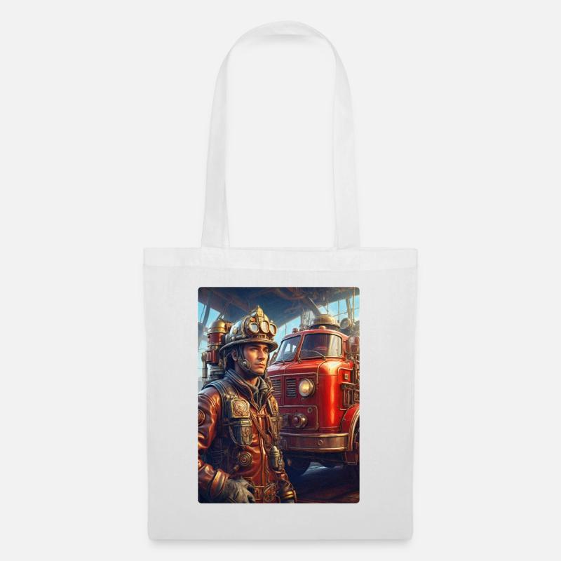 Steampunk Firefighter Man 1.27 - Stoffbeutel - Weiß