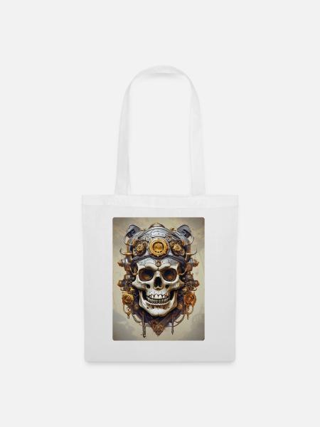 Steampunk Skull 1.9 - Stoffbeutel - Weiß