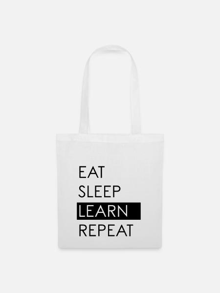 EAT SLEEP LEARN REPEAT - Student Life - Tote Bag - white