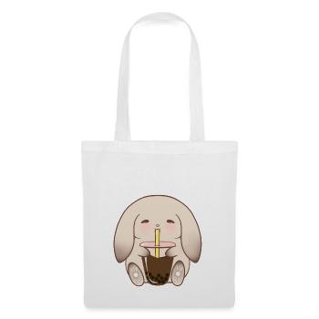 Adorable Bunny Drinking Boba - Tote Bag - white - Front