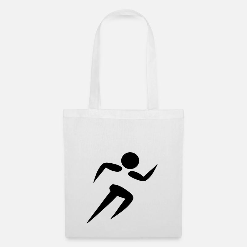 running Laufen Läufer Sprinter Sprint Silhouette - Stoffbeutel - Weiß