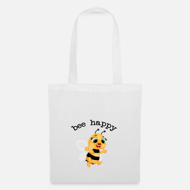 flotte biene, be happy - Stoffbeutel - Weiß