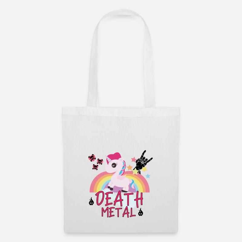Death Metal Einhorn Regenbogen Pferd Rock Geschenk - Stoffbeutel - Weiß
