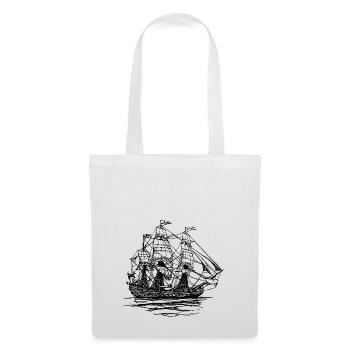 pirate ship boat pirat piratenschiff schiff skull1 - Stoffbeutel - Weiß - Vorne