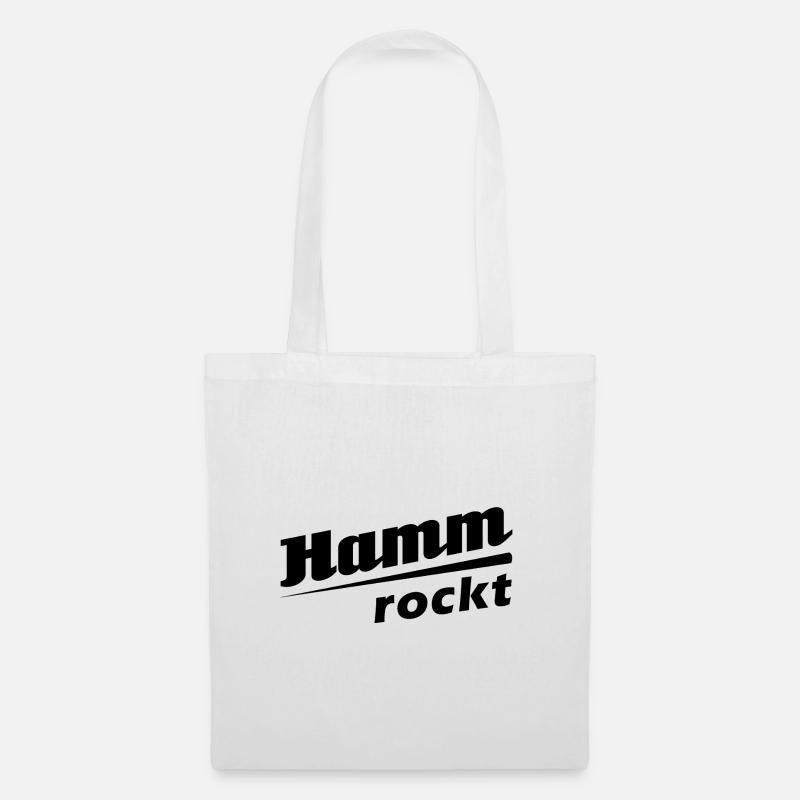 Hamm rockt - Textdesign mit Stadtnamen - Stoffbeutel - Weiß