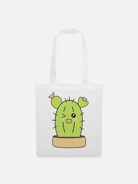 Kawaii Kaktus, Kakteen, Sukkulenten, Pflanze cute - Stoffbeutel - Weiß